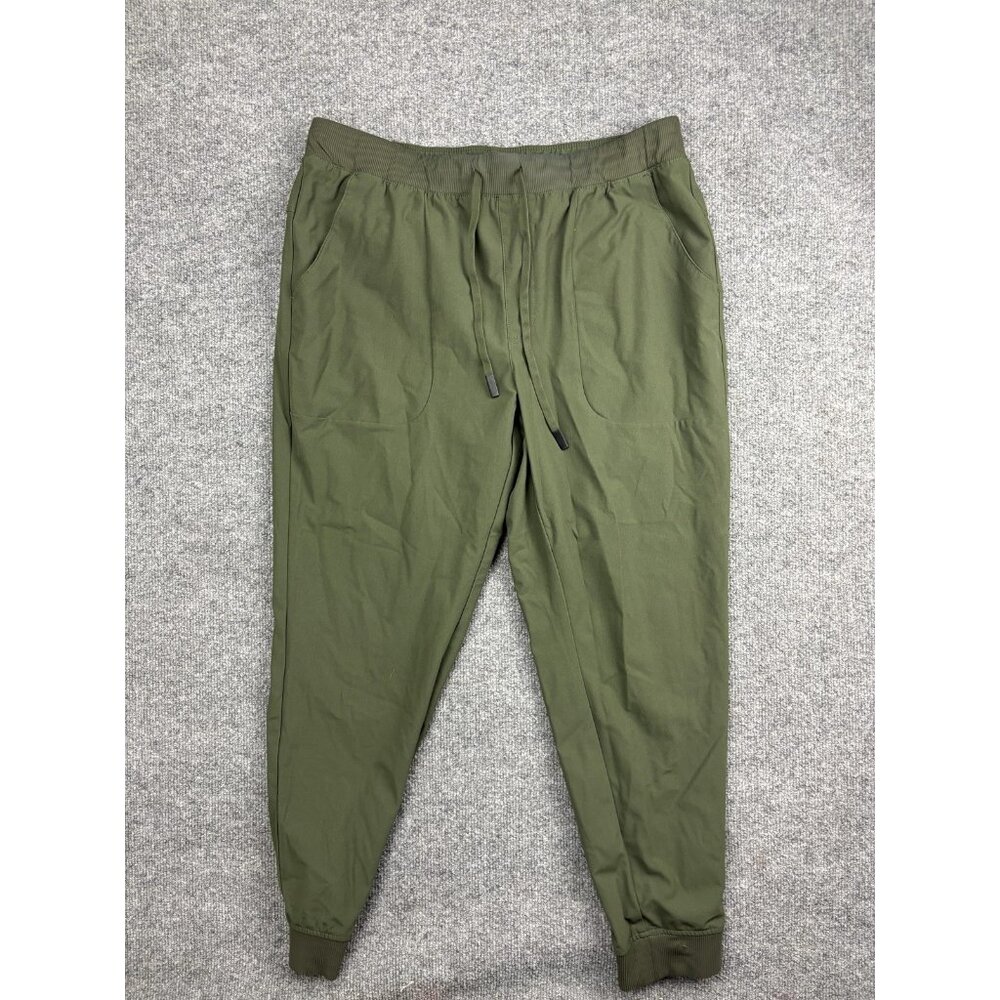 VSTR Jogger Pants Mens Large Olive Green Stretch Elastic Waist Cuffed